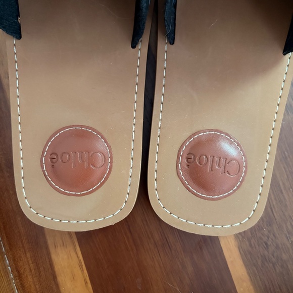 Chloe Woody Flat Logo Ribbon Slide Sandals - Picture 7 of 10